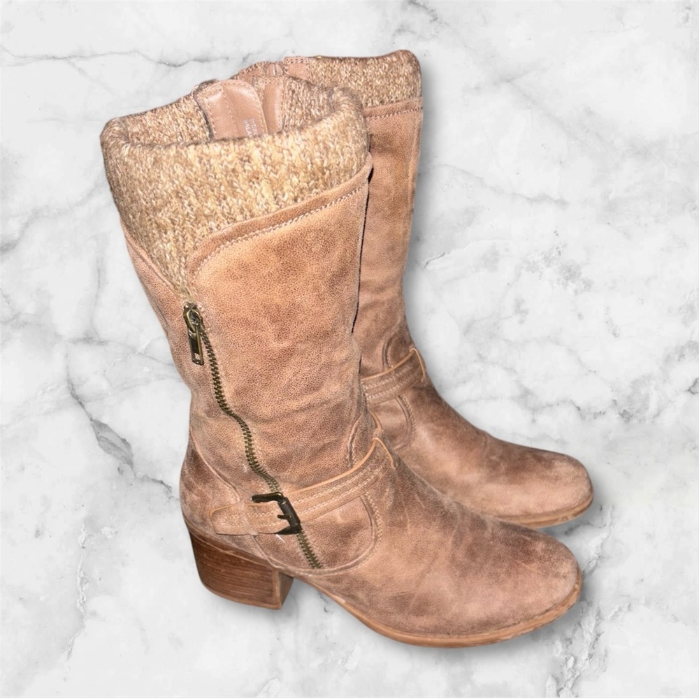 Women's Carisse by Baretraps Brown Faux Fur-Lined Boots Sz 9 Inside Zipper